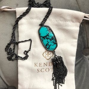 Kendra Scott Rayne Gunmetal & Turquoise Necklace